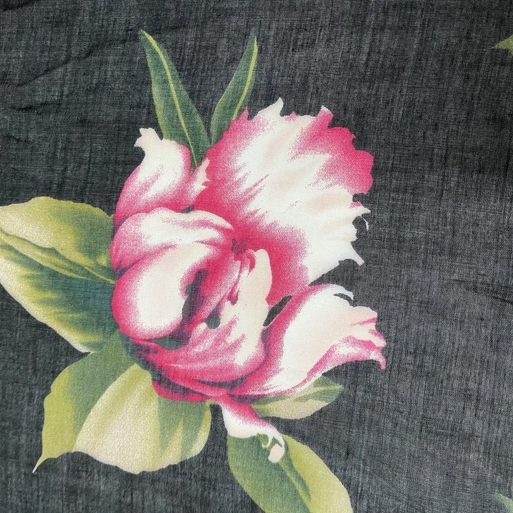 J Jill Scarf Wrap Black Floral Lightweight‎ Rayon Dark Romantic Layer Office